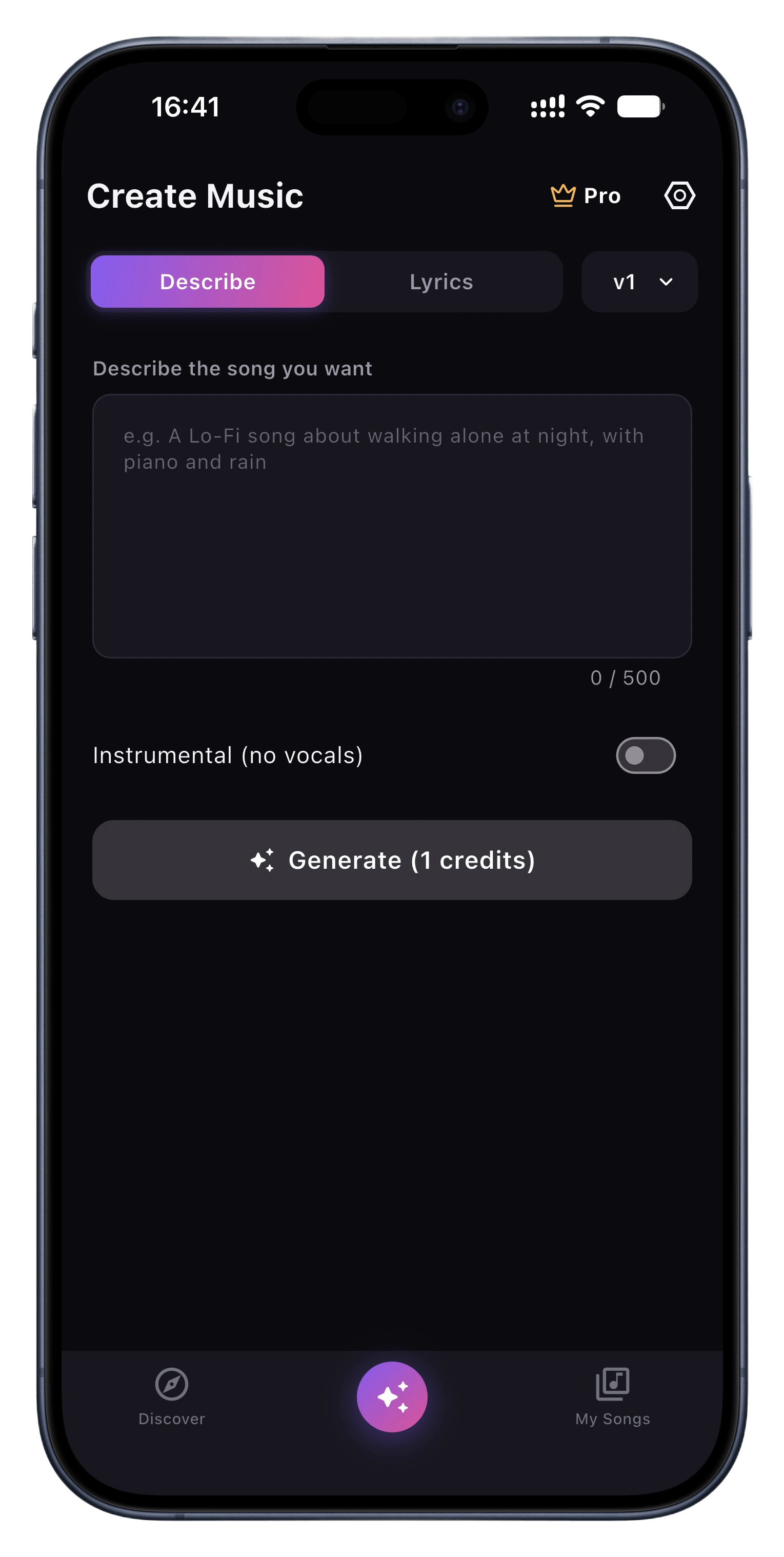 Lyrics into Song app